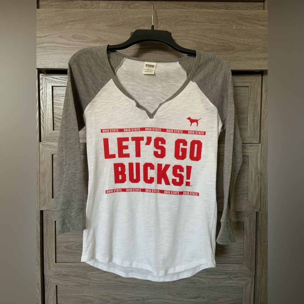 VS Pink Ohio State Tee | Let’s Go Bucks | 3/4 Sleeve